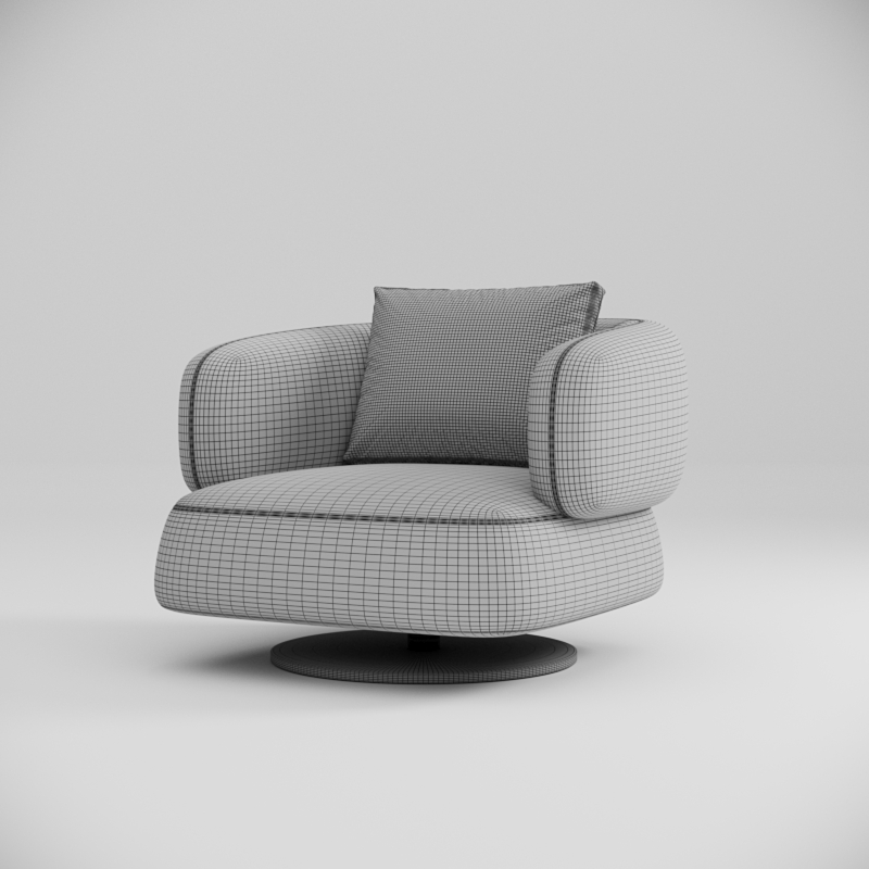 3d furniture armchair wireframe version